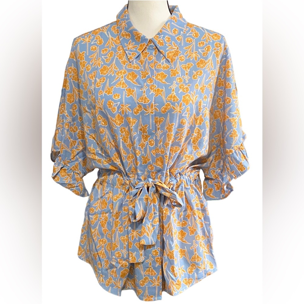 Bishop + Young Floral Button Down Top Size Medium